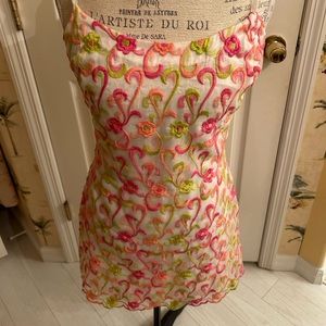 Betsy Johnson, embroidered mini dress